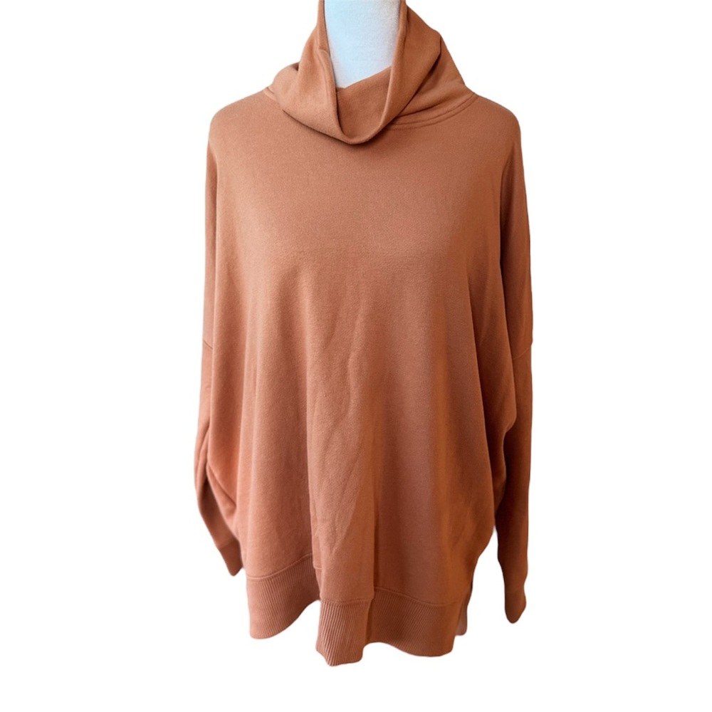 Aerie Sunday Soft Turtleneck Burnt Orange Oversized Funnelneck Sweatshirt Small